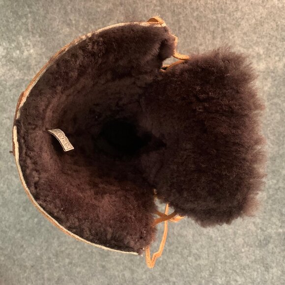 UGG Australia 5278 Girls Youth Tall Sheepskin Brown Leather Suede Lace Up Boots - Picture 10 of 13